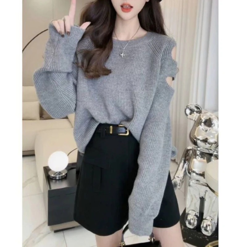 

Autumn and Winter Women's Sweater Seamless Tops Ready To Wear Round Collar Jumpers Friendly Knitted Fashion Pullovers M115