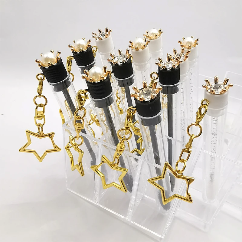 1 Stück Tube Wimpern pinsel mit Gold Schlüssel bund Augenbrauen Kamm halter Mascara Zauberstab Applikator Wimpern verlängerung Mikro bürsten Make-up-Tool