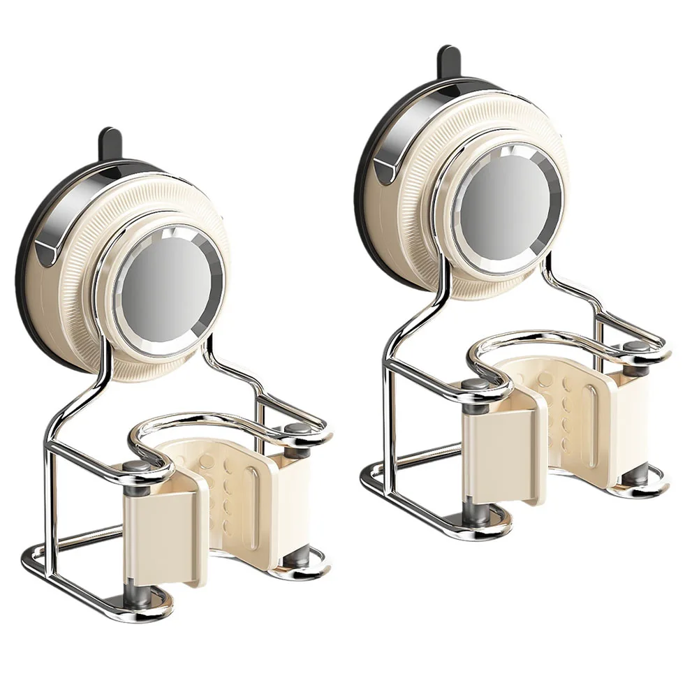 White Suction Mop Holder Set 2pcs Easy Install No Tools Required for Smooth Tiles Glass or Metal Surfaces at For Home