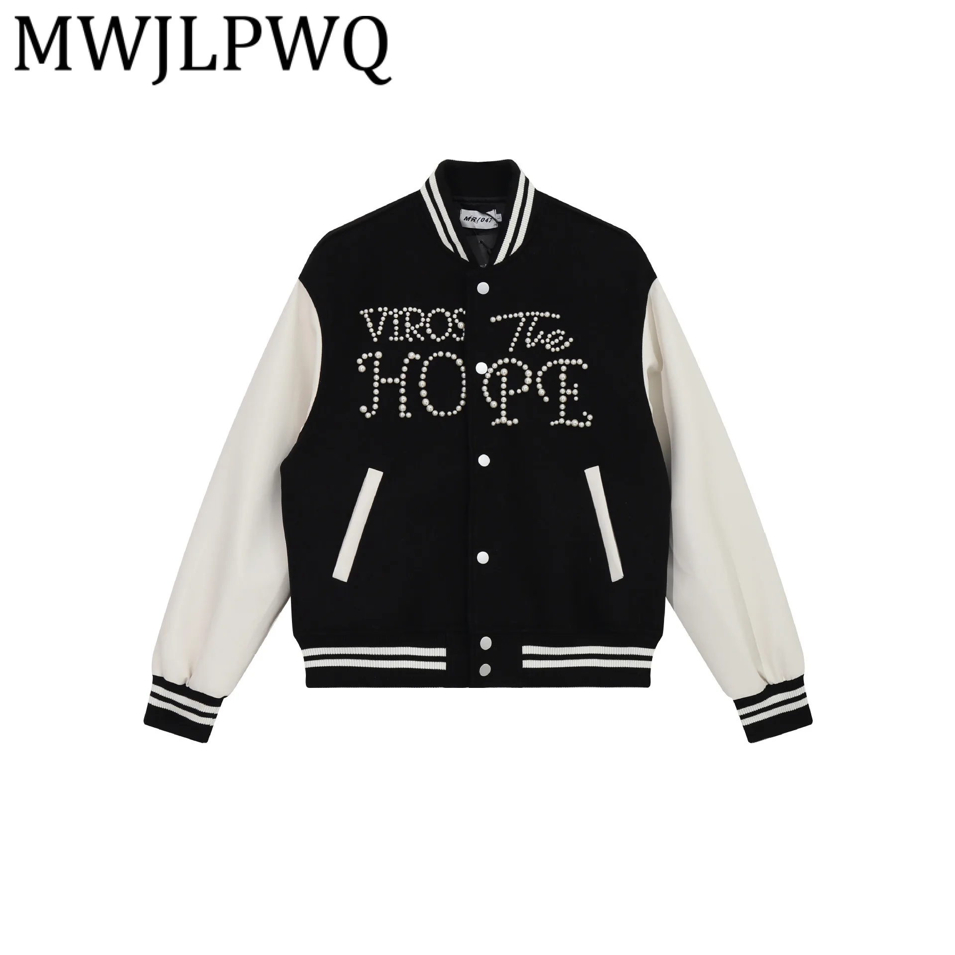 

MWJLPWQ 2025 весна осень американский стиль куртка из бисера мужская High Street новый модный дизайн простое свободное универсальное пальто 21546