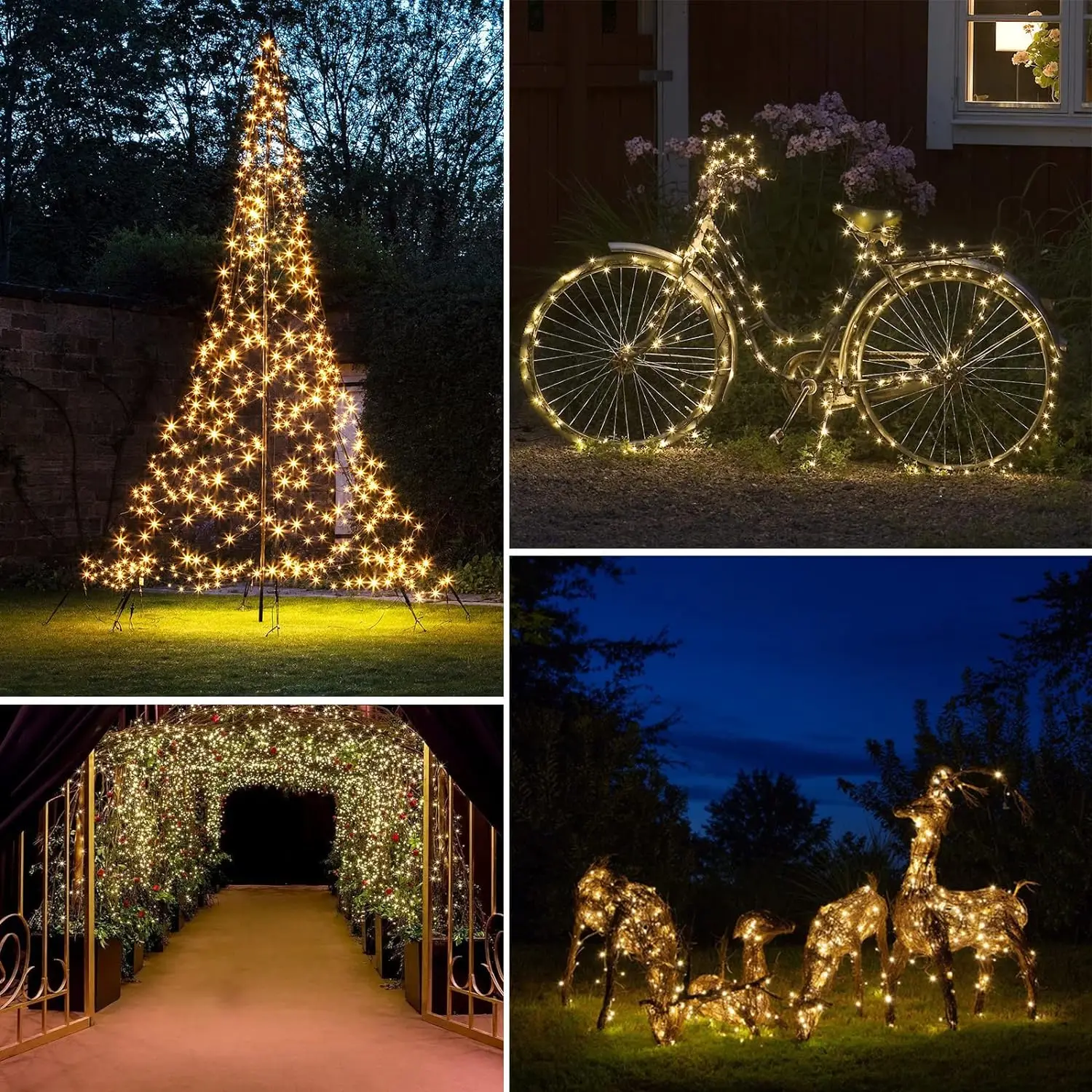 Solar String Lights Outdoor, 2-Pack 80FT 200 LED Christmas Lights, Waterproof Copper Wire 8 Modes Solar Fairy Lights fo