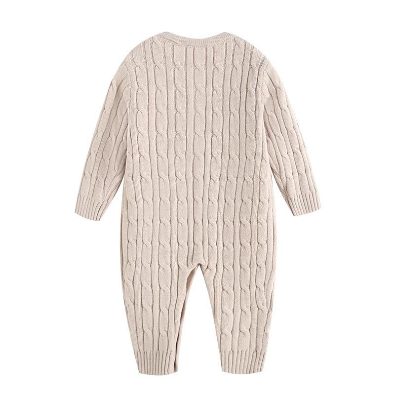 ربيع جديد 2026 ملابس أطفال 0-24 متر رومبير محبوك للأطفال البنات والأولاد بأكمام طويلة بلون سادة بدلة تسلق على الطراز الكوري #3