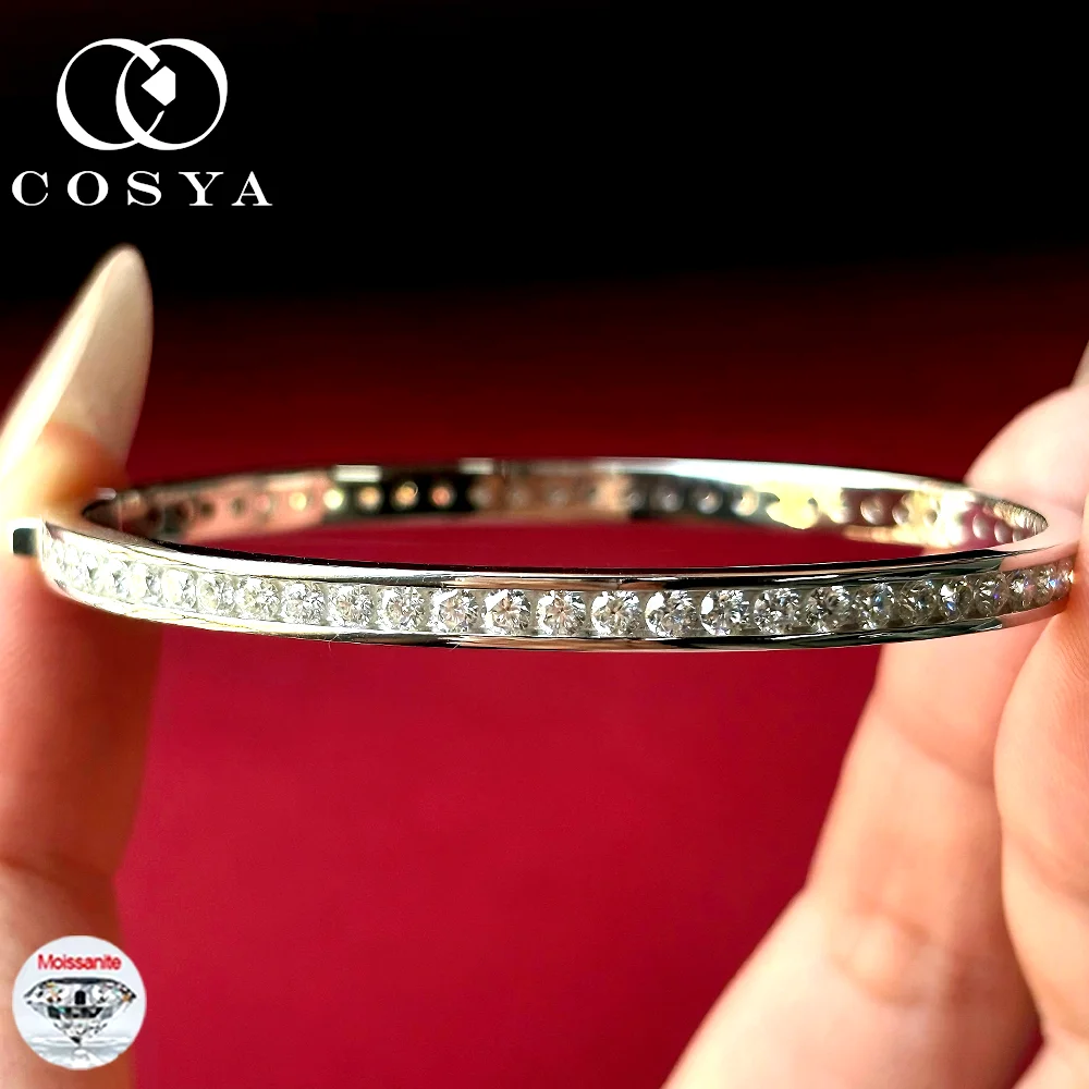 

COSYA 2.5mm Full Moissanite Bangles For Women S925 Silver 18K Gold Sparkling D VVS1 Lab Diamond Bracelet Fine Jewelry Gift