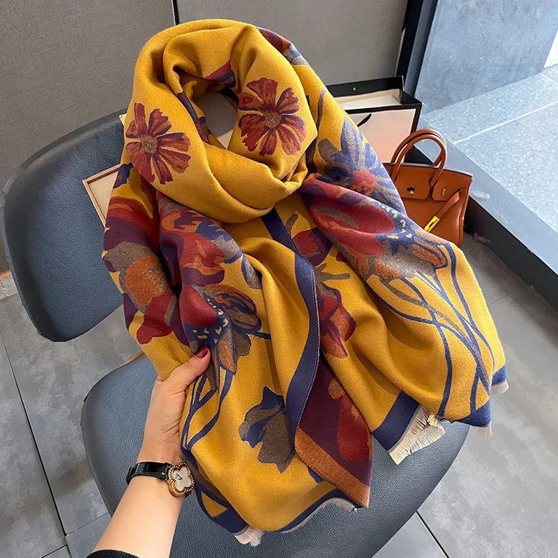 New Plaid Cashmere Scarf Women Design Winter Blanket Warm Thick Neckerchief Bandana Female Pashmina Shawl Wrap Bufanda Poncho