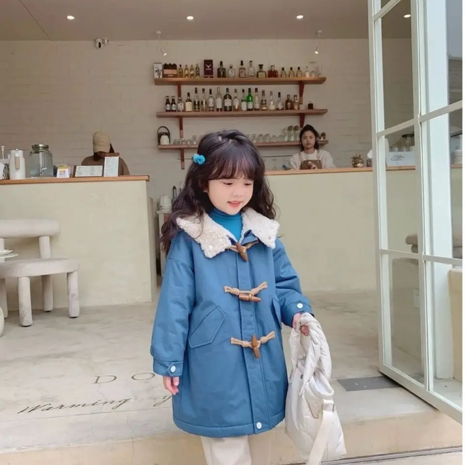 

Winter Girls Thicken Parkas Children Velvet Warm Coats Kids Cotton Clothes Fur Collar Girls Windproof Down Jackets 2023 V83