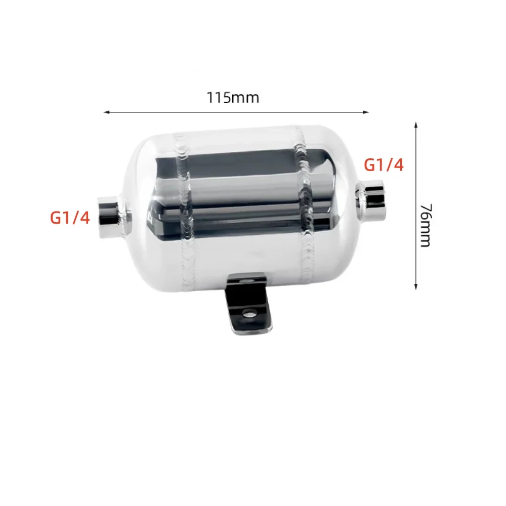 0.4L 304 Stainless Steel Air Receiver Tank, Mirror Polished, G1/4 Thread x 2 Ports, Air Buffer Tank for Pneumatic Systems