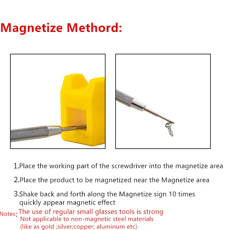 Smart Magnetization Degaussing Tool for Eyeglasses Screwdriver Repair Screws Straight Cross Head Quick Frequency Using