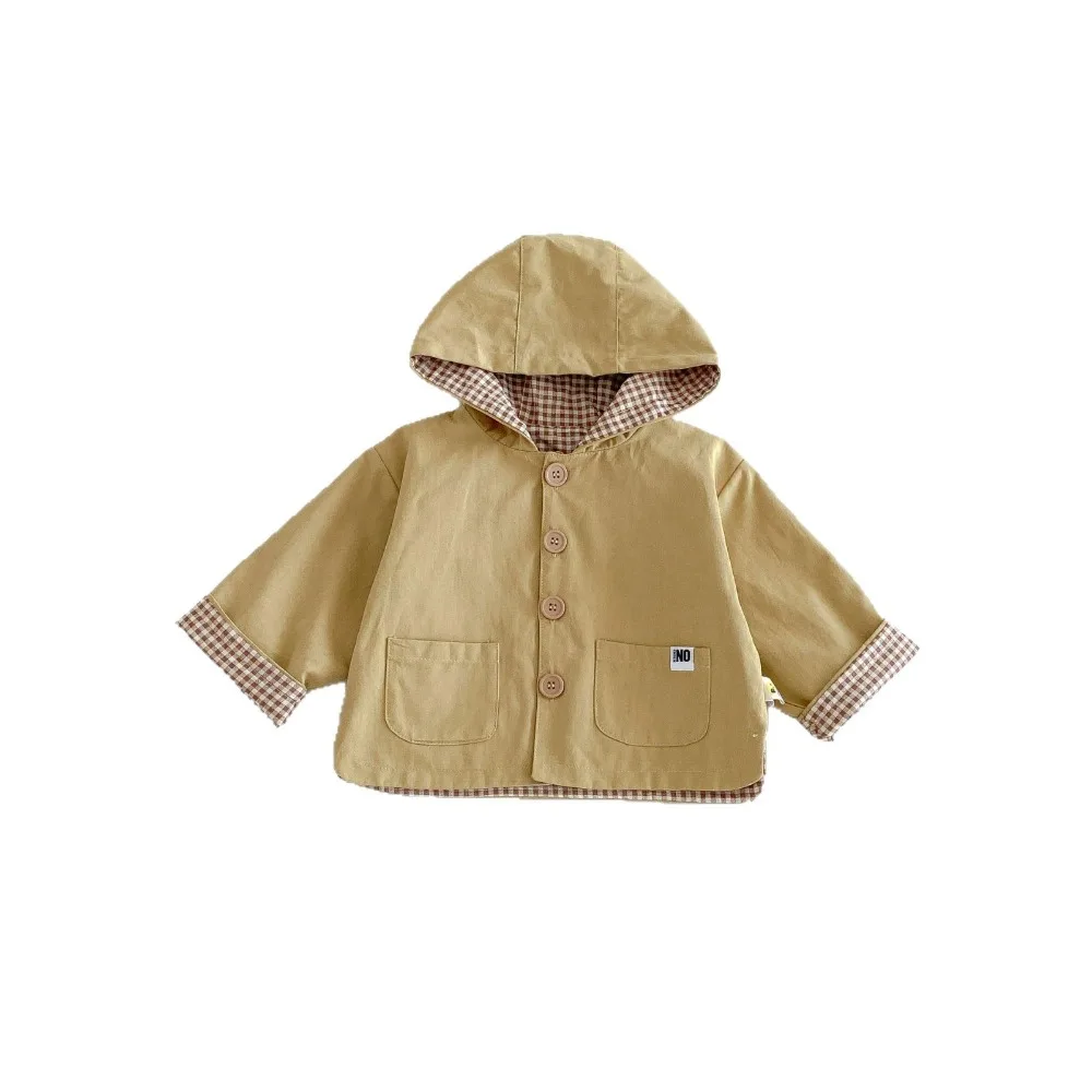 Reversible Hooded Windbreaker Open Cardigan, Trendy Korean Spring Outerwear for Infant Boys Girls 2026 New Arrival