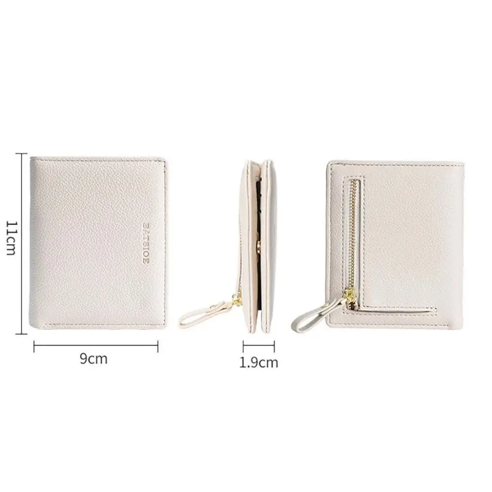 PU Leather Short Wallet For Women\'s Fashion Solid Color Large Capacity Lady Handbag Foldable Thin Card Holder Coin Purses