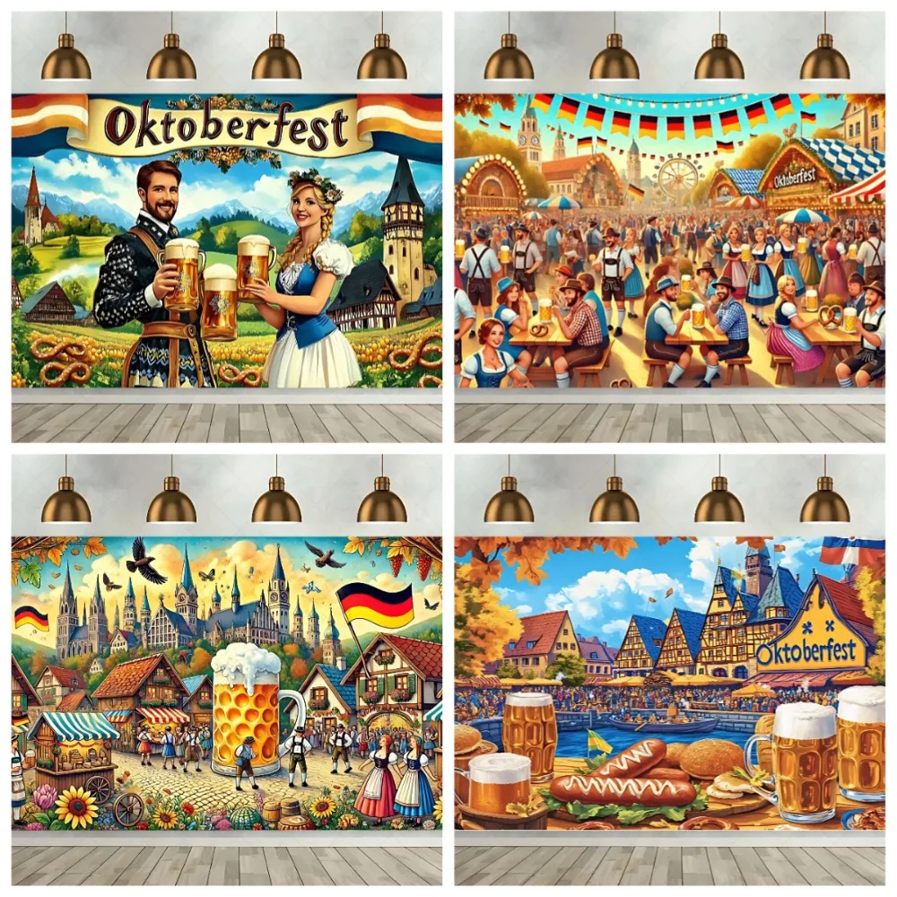 

Celebrating Beer Festival Beer themed Background Cloth, Outdoor Supplies, Bedroom Home Decoration, Photography Studio Background