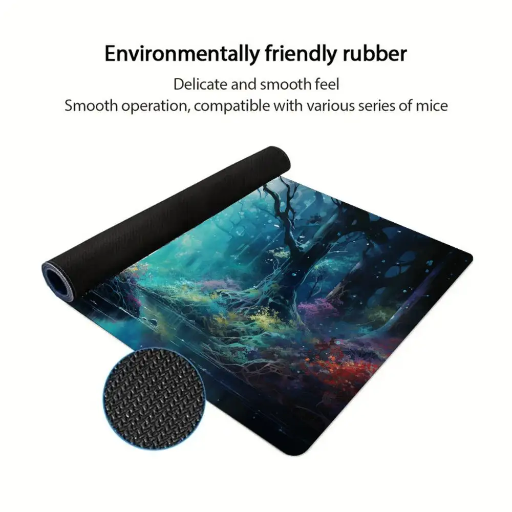 Large Forest Dream Deer Mousepad Deskpad XXL Desk mat Gaming Accessorys Office Natural Rubber Lock Edge Professional non-slip
