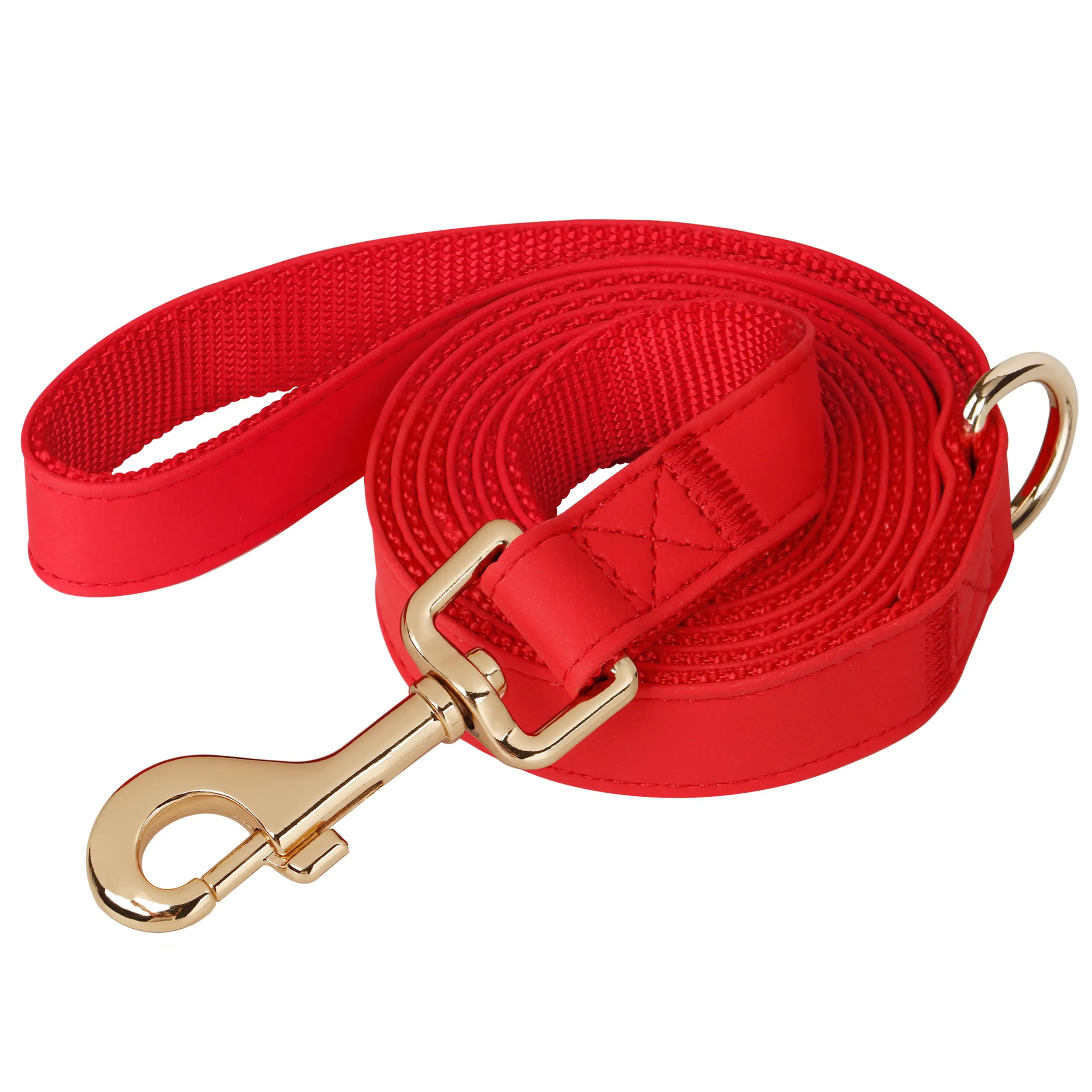 5ft Heavy Duty Dog Leash, Durable Smooth PU Leather & Reinforced Nylon, Comfortable Anti-Pull Puppy Walking Leashes