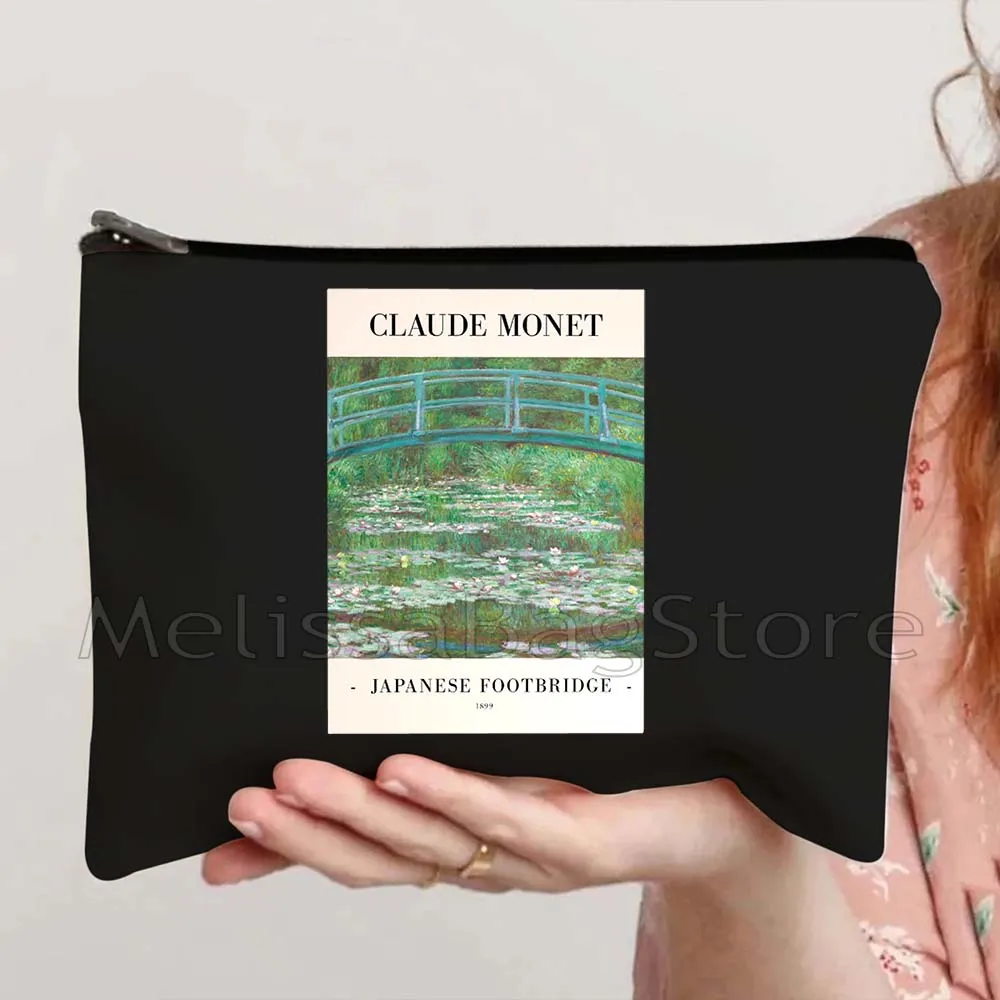 Claude Monet Water Lilies River Flowers Sunflowers Sunset Sunrise Landscape Art Painting Storage Cosmetic Bag Makeup Case Pouch