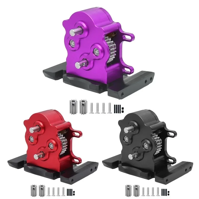 Aluminum Dual Transmission Dig Overdrive Gearbox with Delrin Skid for 1/10 RC Crawler LCG Cheater Rigs Capra SCX10 PRO Upgrade