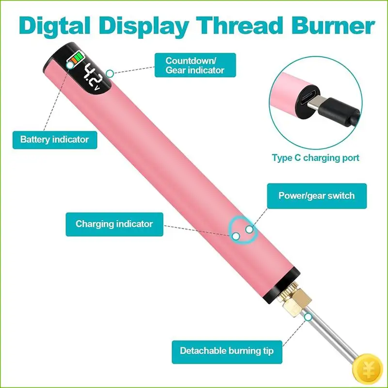 Rechargeable Thread Burner Kit For Jewelry Making,Digital Thread Zapper Tool,Leather Craft,Sewing,Weaving & Stringing