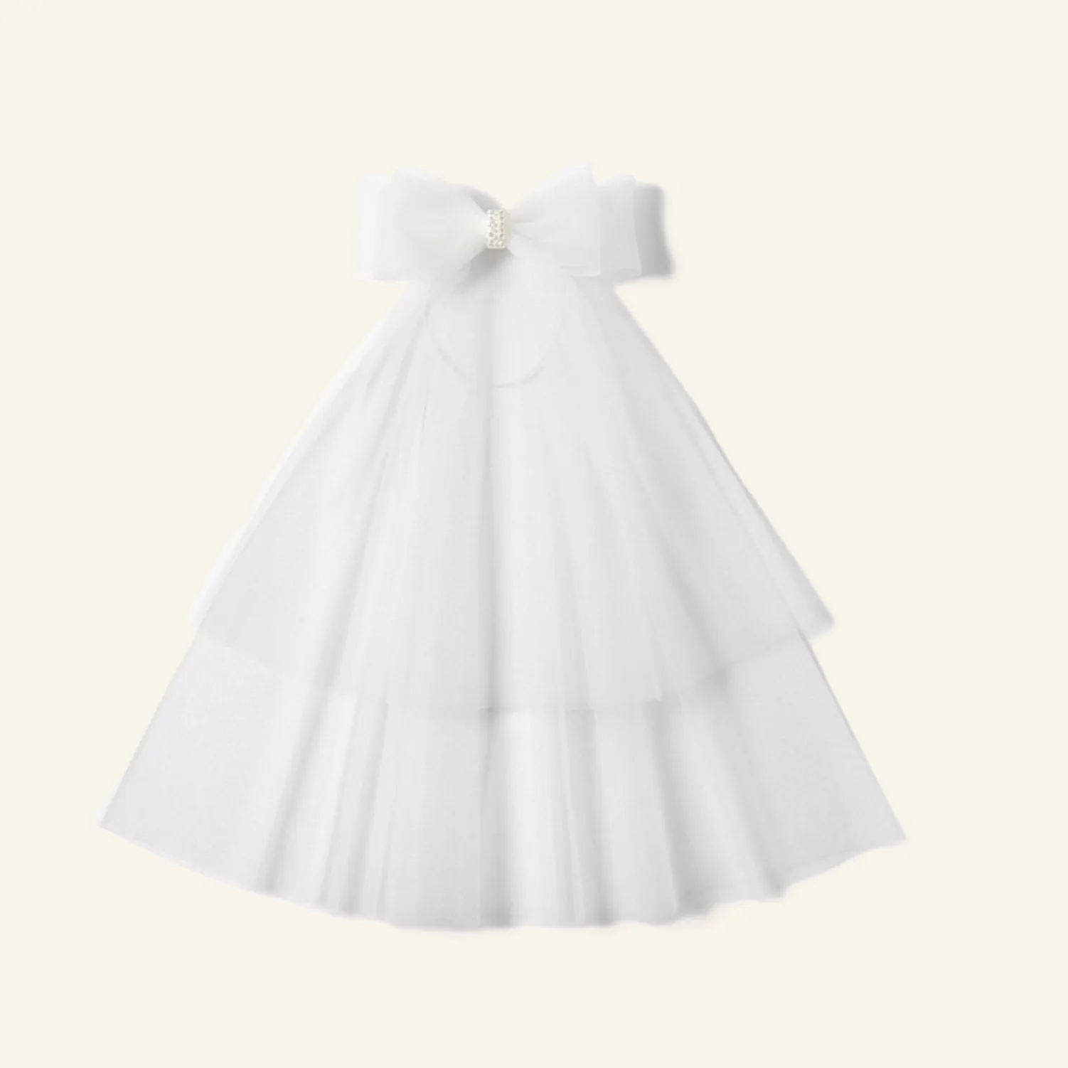 Short bridal veil new style high-quality bow-shaped veil white 2-layer with metal hair comb 3D bow non-slippery hair romant G95