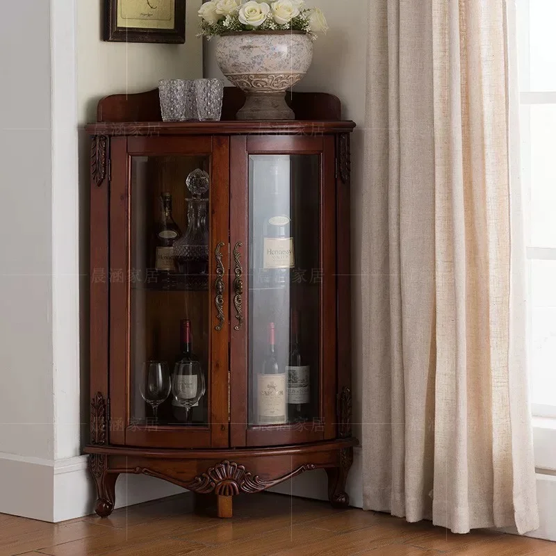 Hot Selling Home bar Furniture Corner Wine Cabinet Living Room Storage Cabinet Wooden Corner Home bar Wine Cabinet