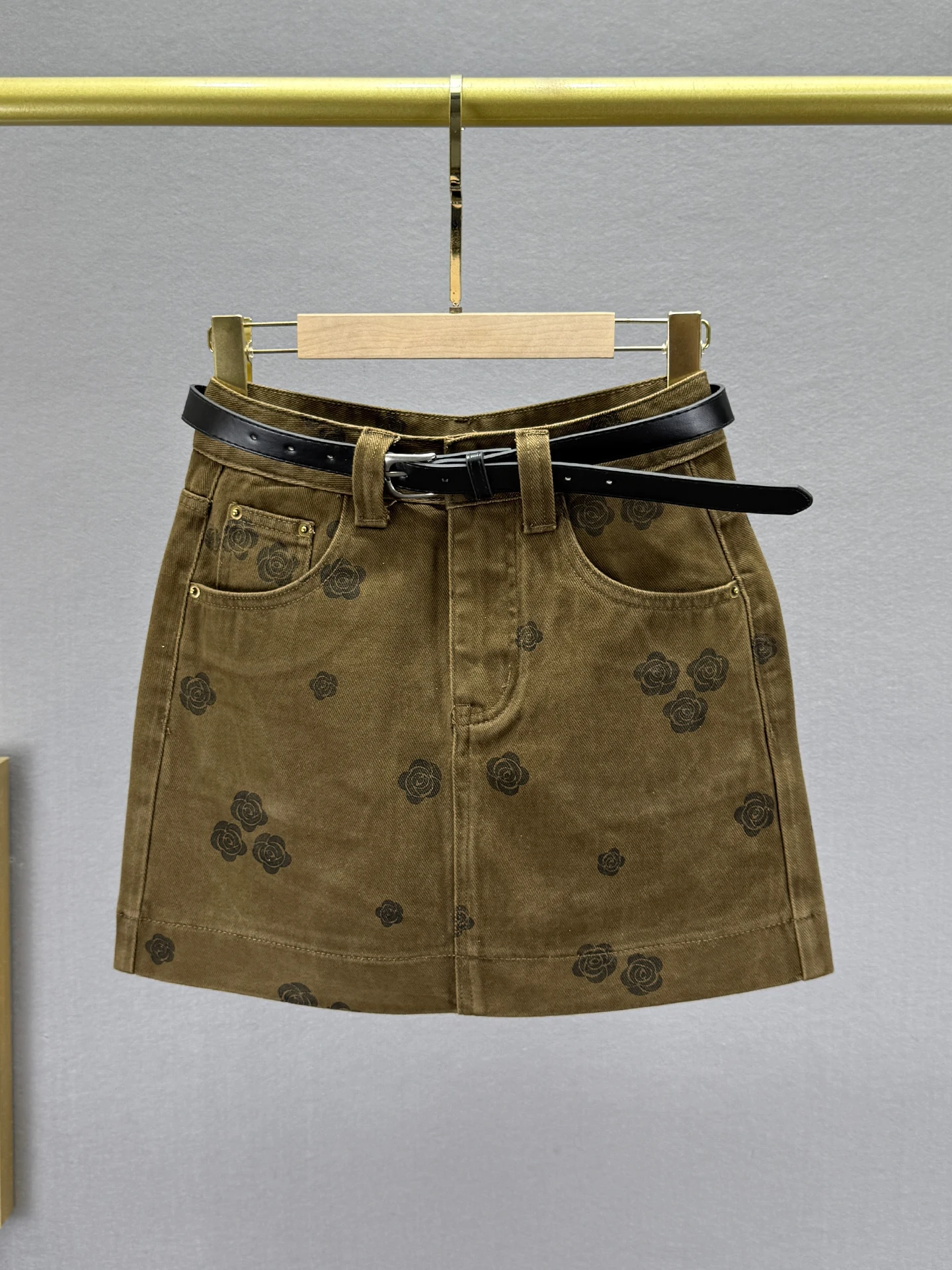 

Retro Print Denim f Skirt Women's ort High Waist Slim Fit Vintage Faded Wrap around Skirt Casual Cotton Polyester Blend