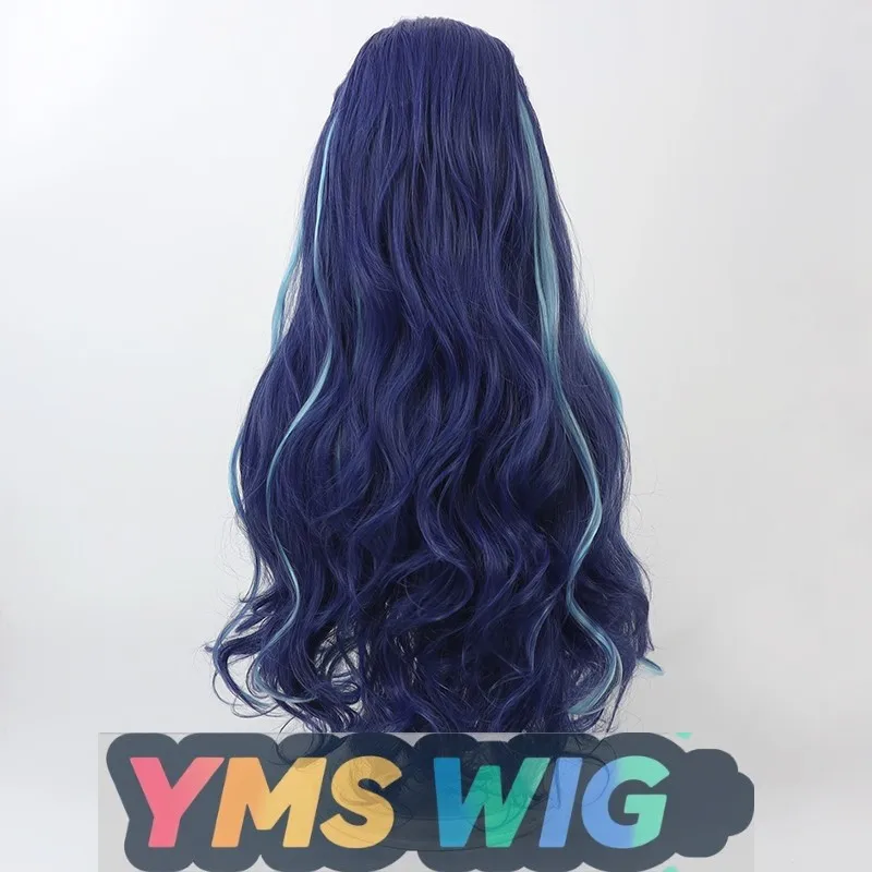 [ YMS WIG ]West Sea Dragon King Cosplay Wig Nezha Ao Bing Aunt Widow's Peak Blue Highlights Curly Hair