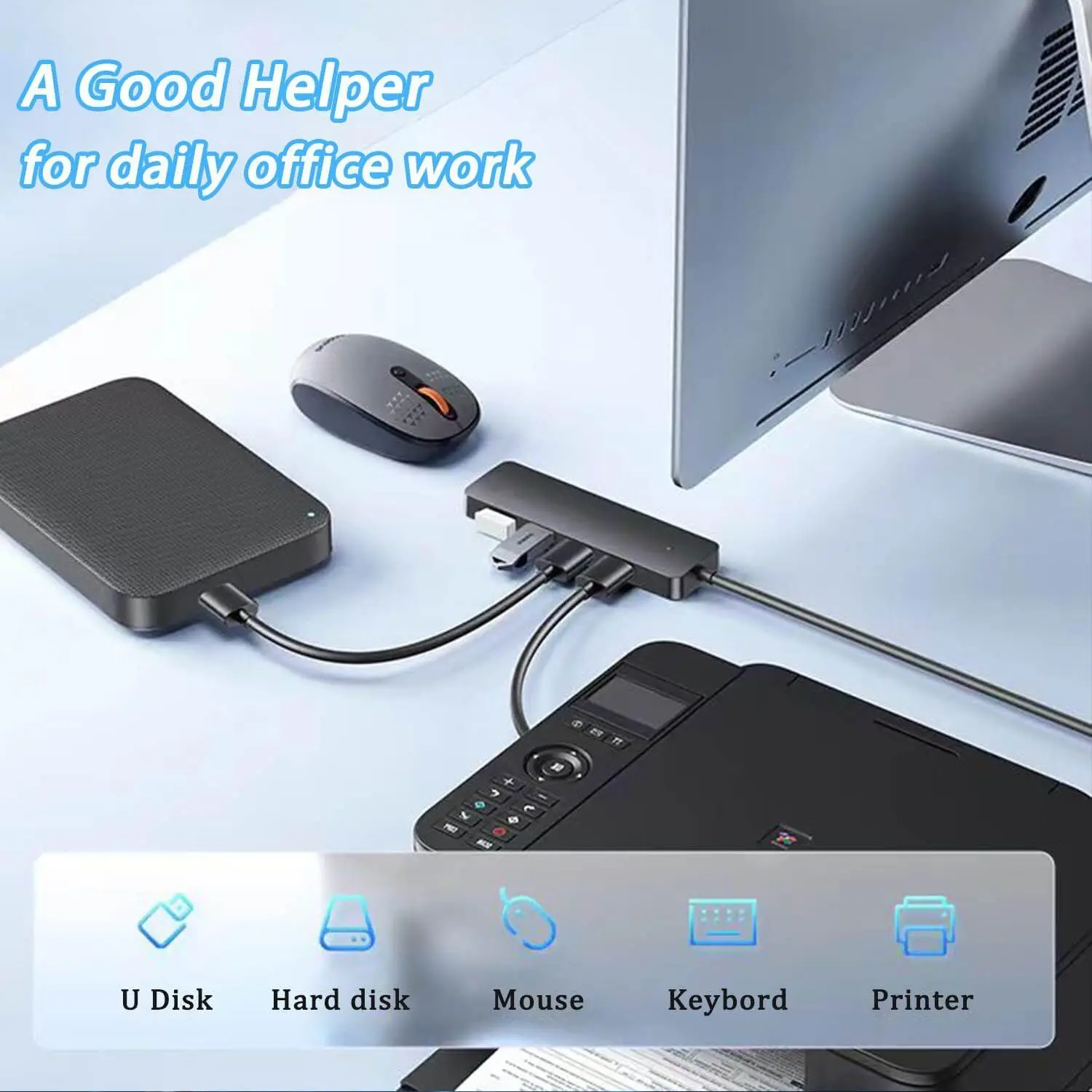 USB 3.0 Hub 4-Port-USB-Hub USB-Splitter USB-Expander für Laptop, Xbox, Flash-Laufwerk, Drucker, Kamera, Tastatur, Maus