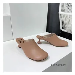 Custom Irregular Low Heels Shoes Women Round Toe Slippers Slip On Dress Sandals Office Ladies Causal Mules