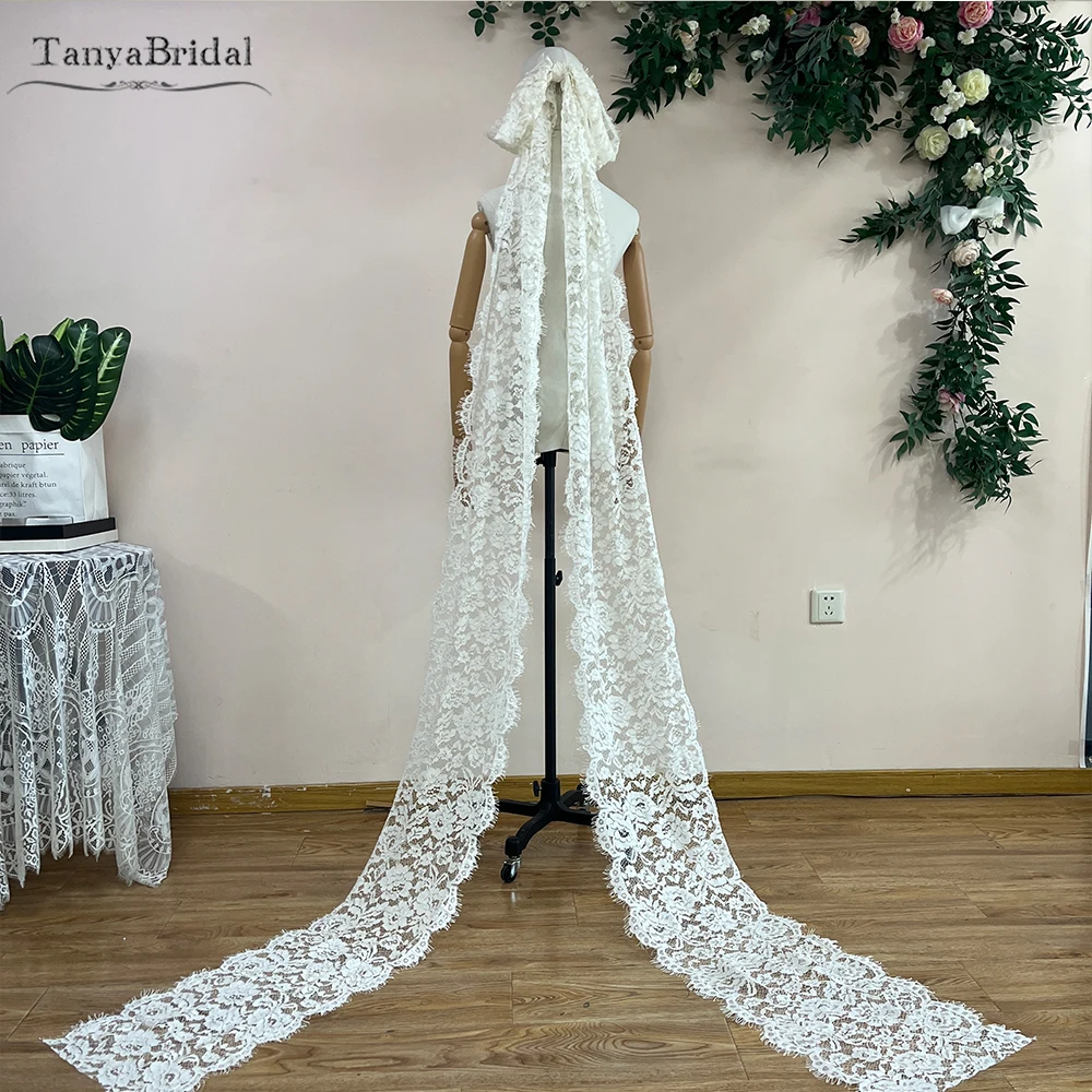 Victoria Lace Bow Veil With Long Ribbon ,Wedding Veil With Comb   DV086