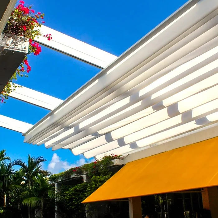 

Aluminum Frame UV Water Resistant Fabric Retractable Patio Sun Shade Awning