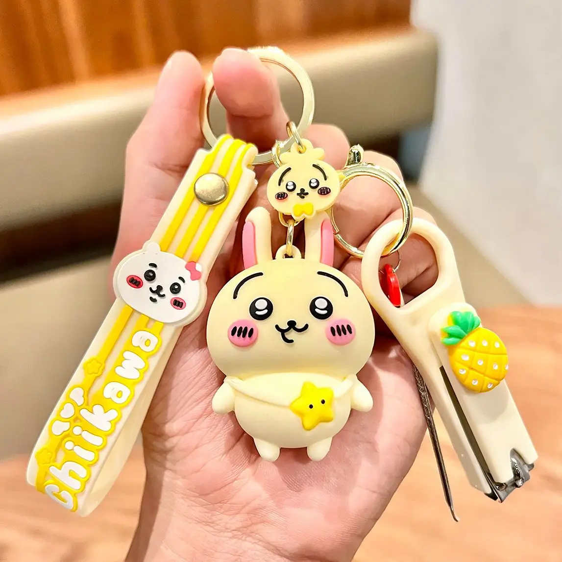 Chiikawa Keychain Cute Doll Pendant Cartoon Nail Scissors Usagi Hachiware Car Keychain Student Bag Decorate Festival Gift