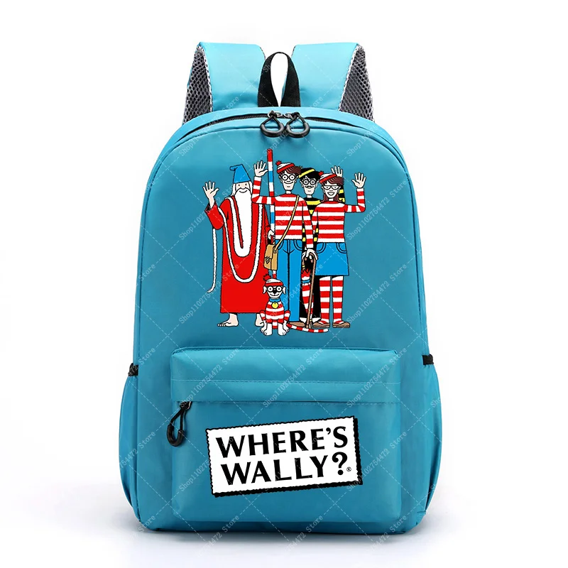 

Kids Large Capacity Backpack Casual Book Bag Accessories Wheres Waldo Cartoon Cute Schoolbag Anime Wally Children Knapsack Gifts