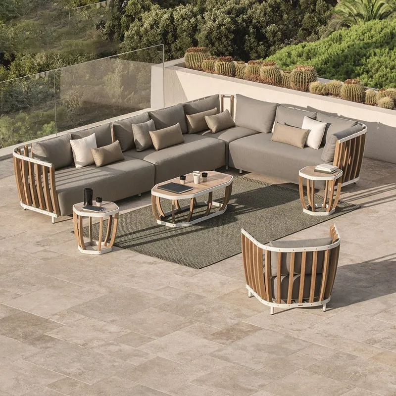 

Customizable Courtyard Homestay Furniture Garden Villa Balcony Teak Rattan Sofa