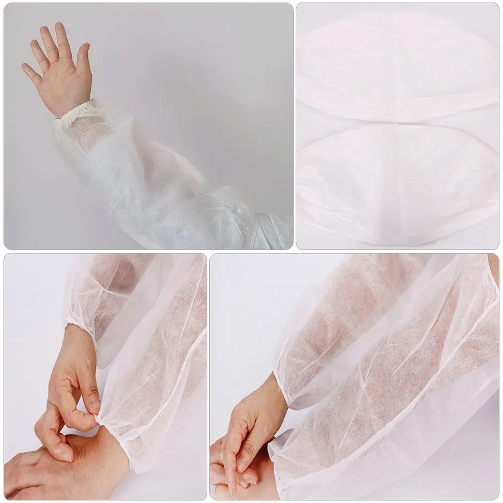 

50Pcs Protective Arm Sleeves Dustproof Lightweight Disposable Over Sleeves for Home Kitchen Cleaning Elastic Comfortable Arm