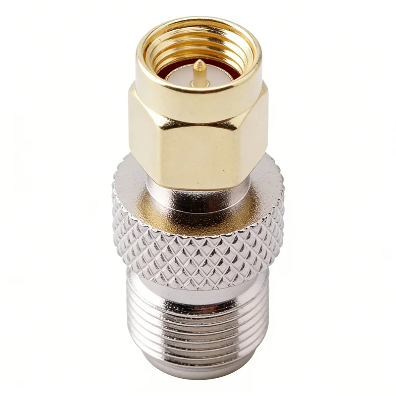 Brass F Female to SMA Male Adapter F-Type to SMA RF Coaxial Connector F Jack to SMA Plug Gold Plated 50 Ohm