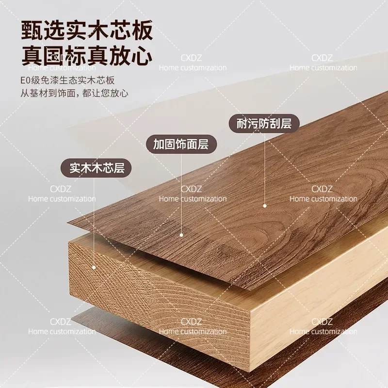 Solid Wood TV Cabinet Walnut Color Light Luxury Floor Standing Media Console with Bone Inlay Design for Small Apartment