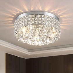 Modern Drum Ceiling Light Fixture Lamp Raindrop Round Chrome Crystal Chandelier for Dining Room Living Room Bathroom Bedroom