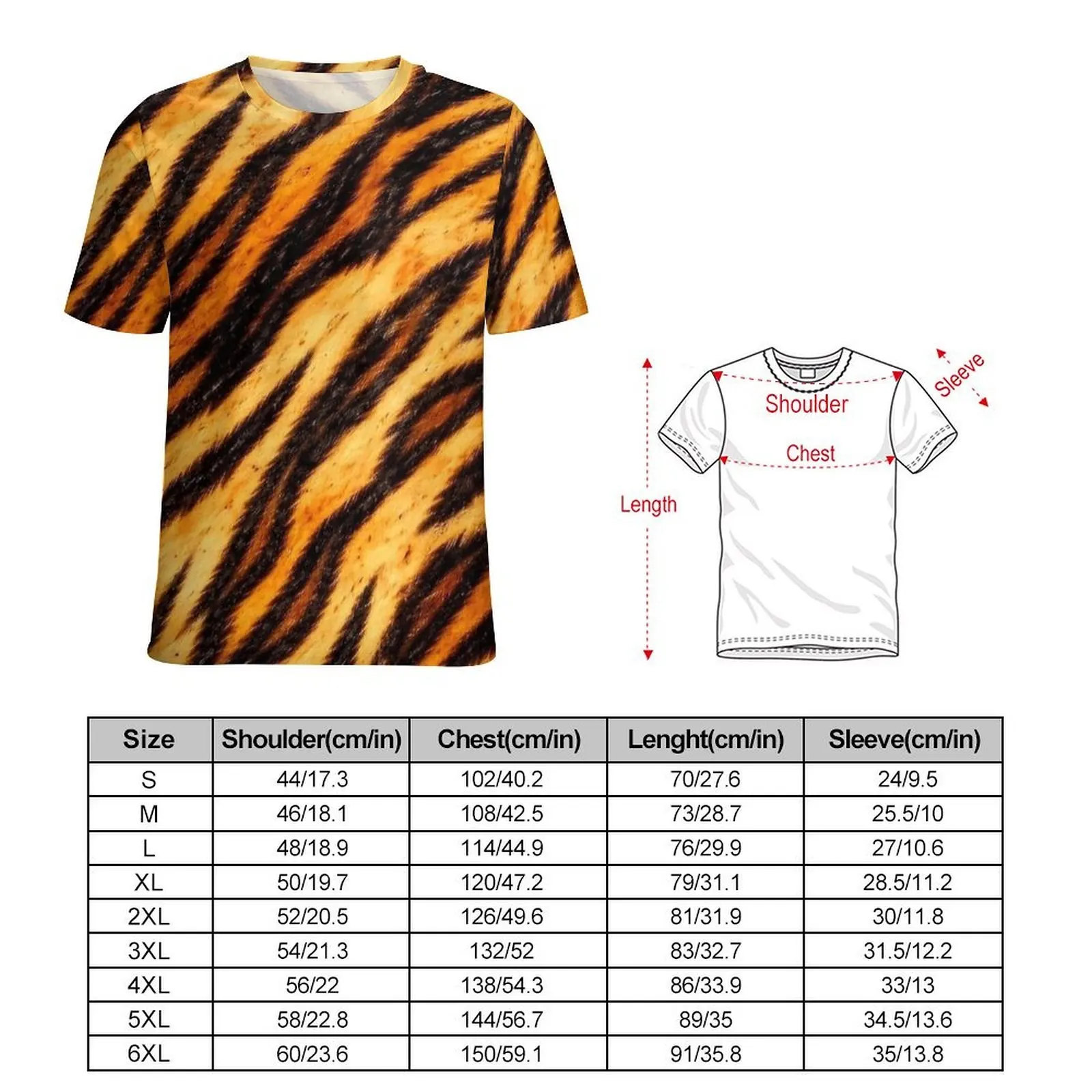 Realistic Tiger Fur Texture Print T Shirt  Streetwear T-Shirts O-Neck Harajuku Tshirt Summer Men Custom Clothes Plus Size