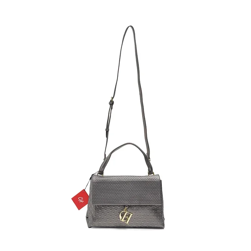 Tas Tangan CH Ringan PU+TPU 28x12x9cm, Dompet Kompartemen Resleting 5 Warna, Tas Jinjing Ringkas untuk Ponsel & Dompet