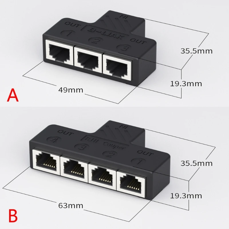 Divisor teléfono Adaptador teléfono 3 vías/4 vías Puerto RJ11 6P6C para uso en hogar y oficina