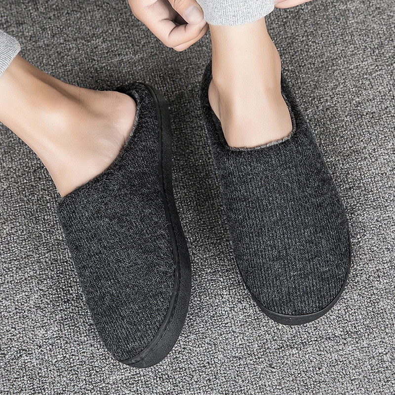 Men's Slippers Women House Flats Designer Winter Platform Shoes Ladies Warm Fashion Indoor Footwear Elegant Solid Large Size