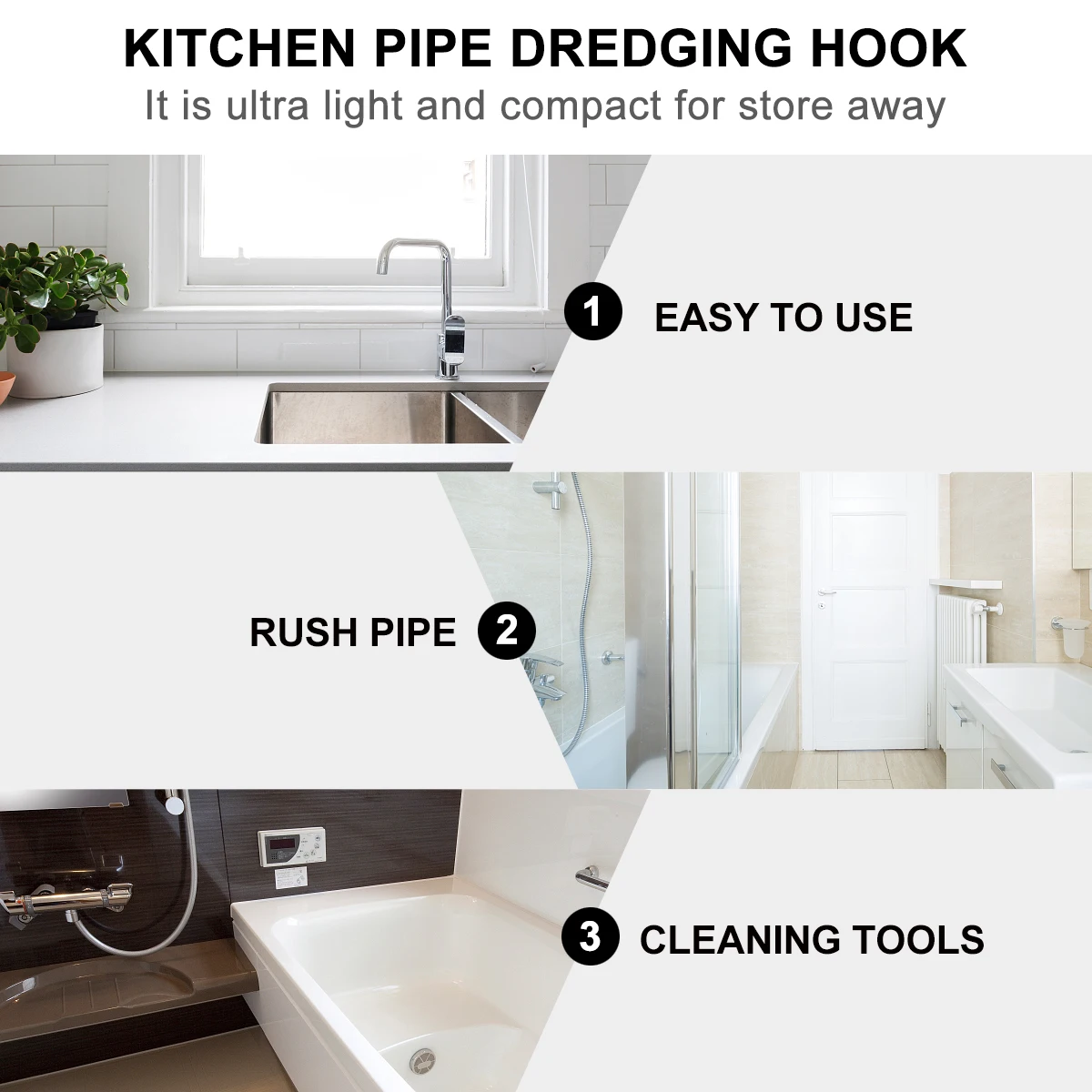 

2 Pcs Pipeline Set Cleanser Clog Remover Sewer Dredging Device Sink Unclog