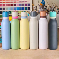 18/24oz Stainless Steel Insulated Bottle Macaron Color Series Large Capacity Sports Kettle Outdoor Portable Vacuum Flask Bottle