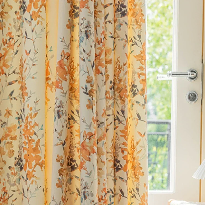 Simple American Style Countryside Fresh Curtains Printing Technology Green Plant Semi Shading Curtains for Living Room Bedroom