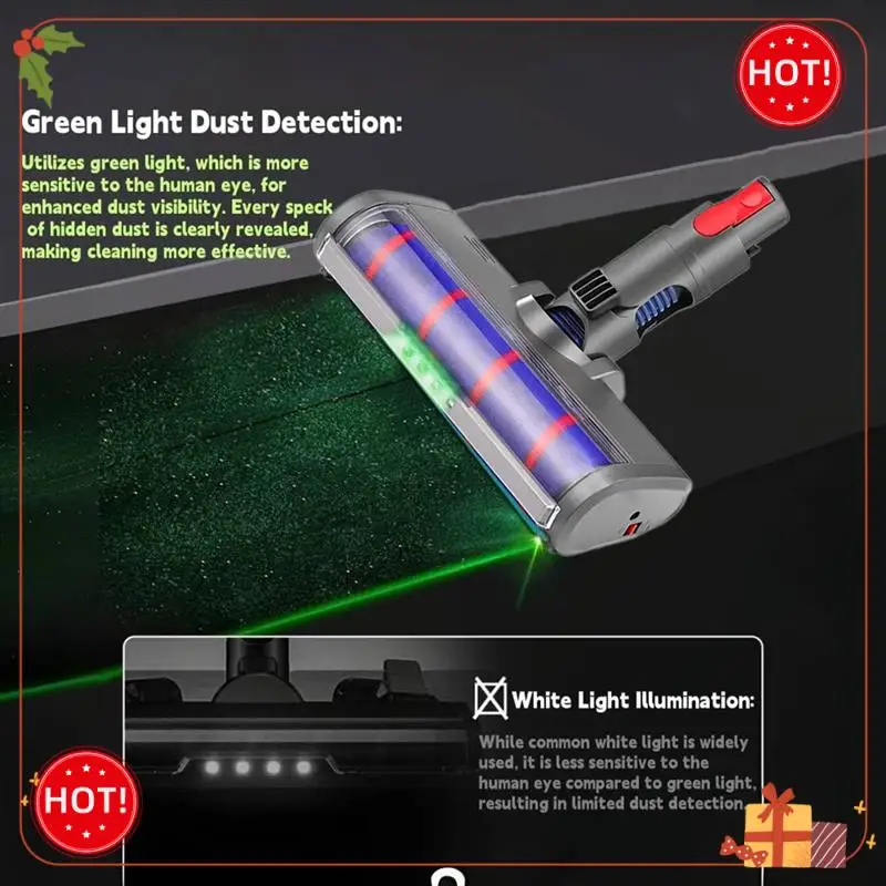 Acessório de escova de piso elétrica a vácuo para dyson v7 v8 v10 v11 g5 cabeça de escova de rolo macio com luzes de poeira led