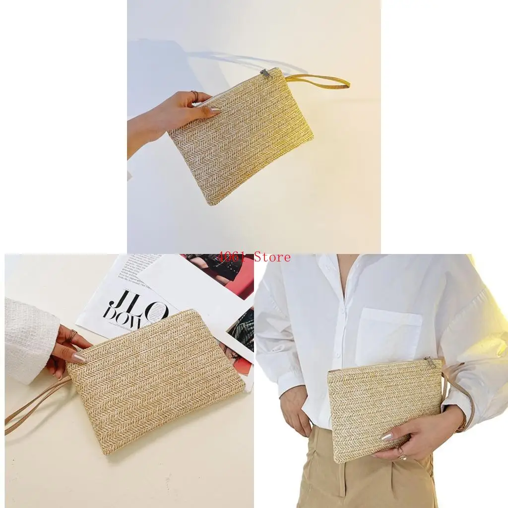 

Weaving Bag for Women Summer Beach Straw Bag Straw Clutch Purse Wristlet Bag