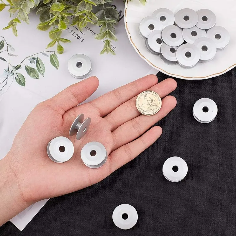 30pcs Aluminum Bobbins M Metal Bobbins Empty Thread Spool for Long Arm Quilting Sewing Machine Crafts Making 25.5x10.5mm