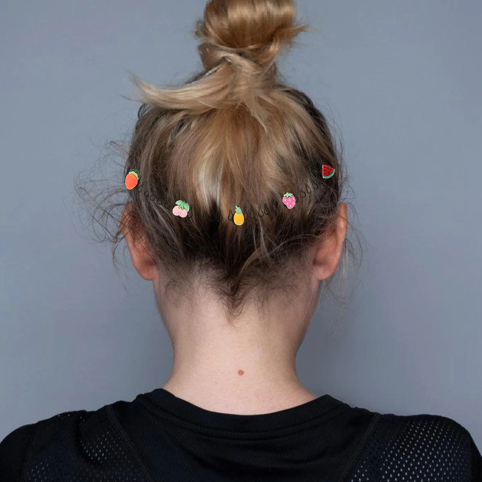 

2 pcs Fixer Comb Kids Decorative Flower Fruit Clips Women Hair Accessories Stray Faux Bun Comb Clip Hair Organizer