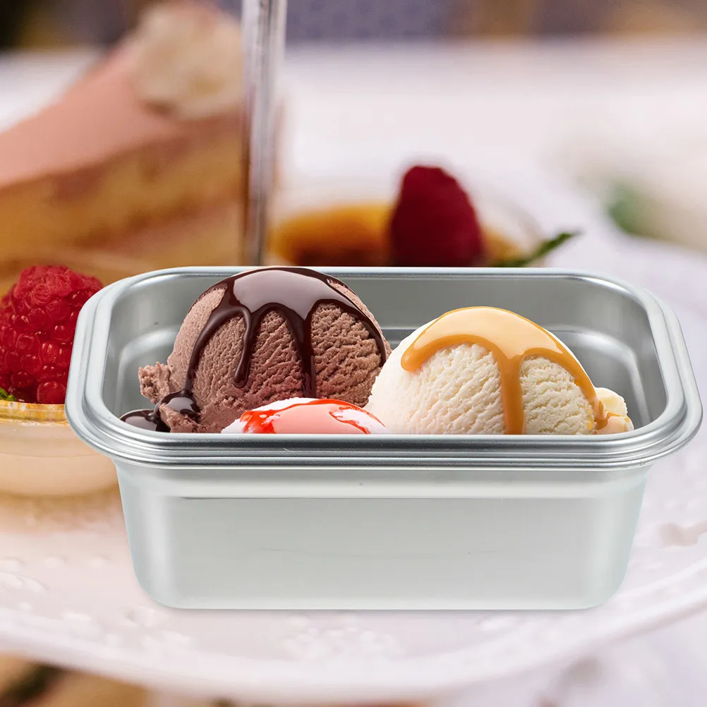 Stainless Steel Ice Cream Container Heavy Duty 304 Grade Homemade Ice Cream Storage Tub Freezer Friendly Reusable Snack Fruit