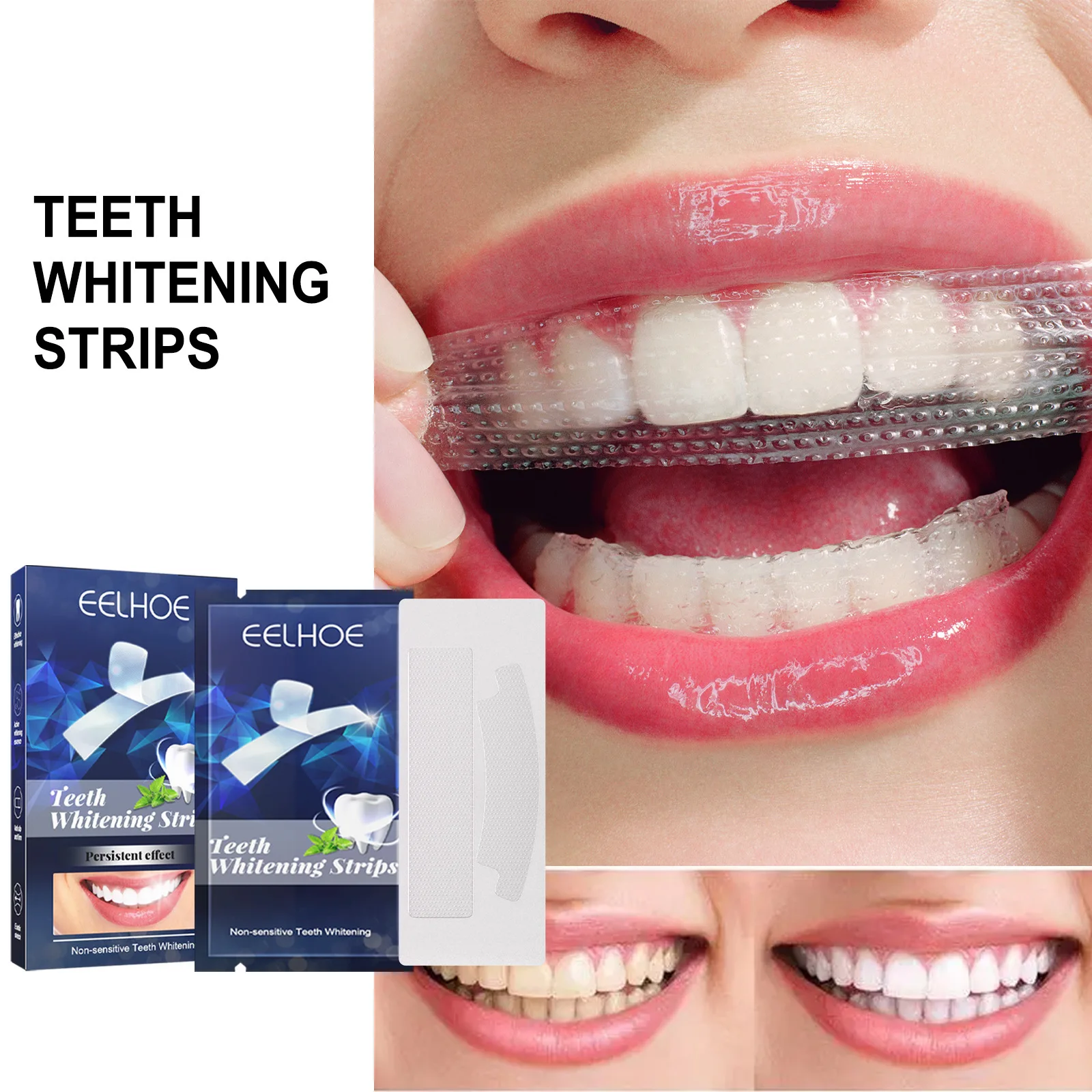 7pcs/box Teeth Whitening Strip Improve Tooth Yellow & Smoke Stains Oral Clean Fresh Breath Non-sensitive Effective Teeth Whiter