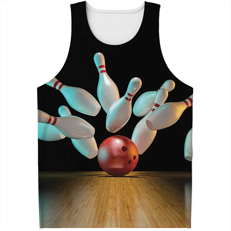 

Fashion Bowling Fans 3d Printed Tank Top Men Cool Outdoor Sports T-shirt Kids Summer Street Sleeveless Tees Oversized Vests