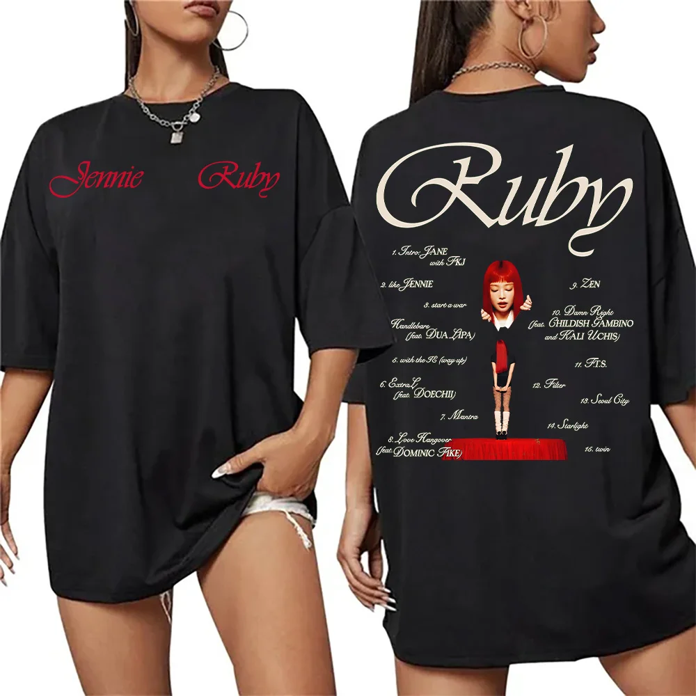 

Jennie Ruby Album Printing T-Shirt Jennie Pretty Girl Mantra T-shirt Unisex Fan Gift Tee Women_Men Cotton High Quality Soft Top