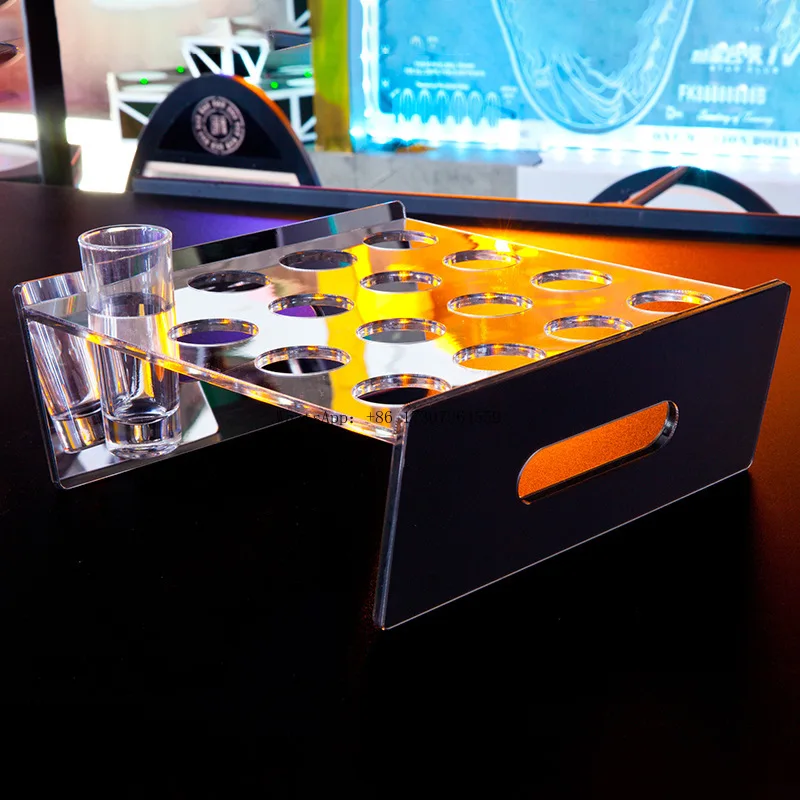 

Bar KTV Cocktail Cup Holder 16 Hole Wine Seat Baijiu Cup Holder, Bullet Cup Holder Wine Holder Acrylic Drinking Tools